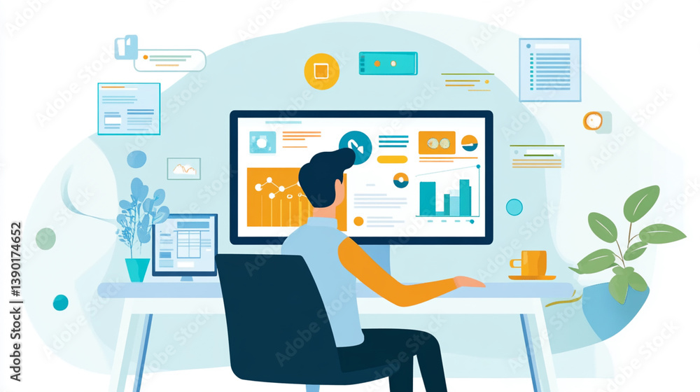 A project manager is using an AI-powered project management tool to coordinate remote team members efficiently. A project manager is using an AI-powered project management tool to coordinate remote team members efficiently.