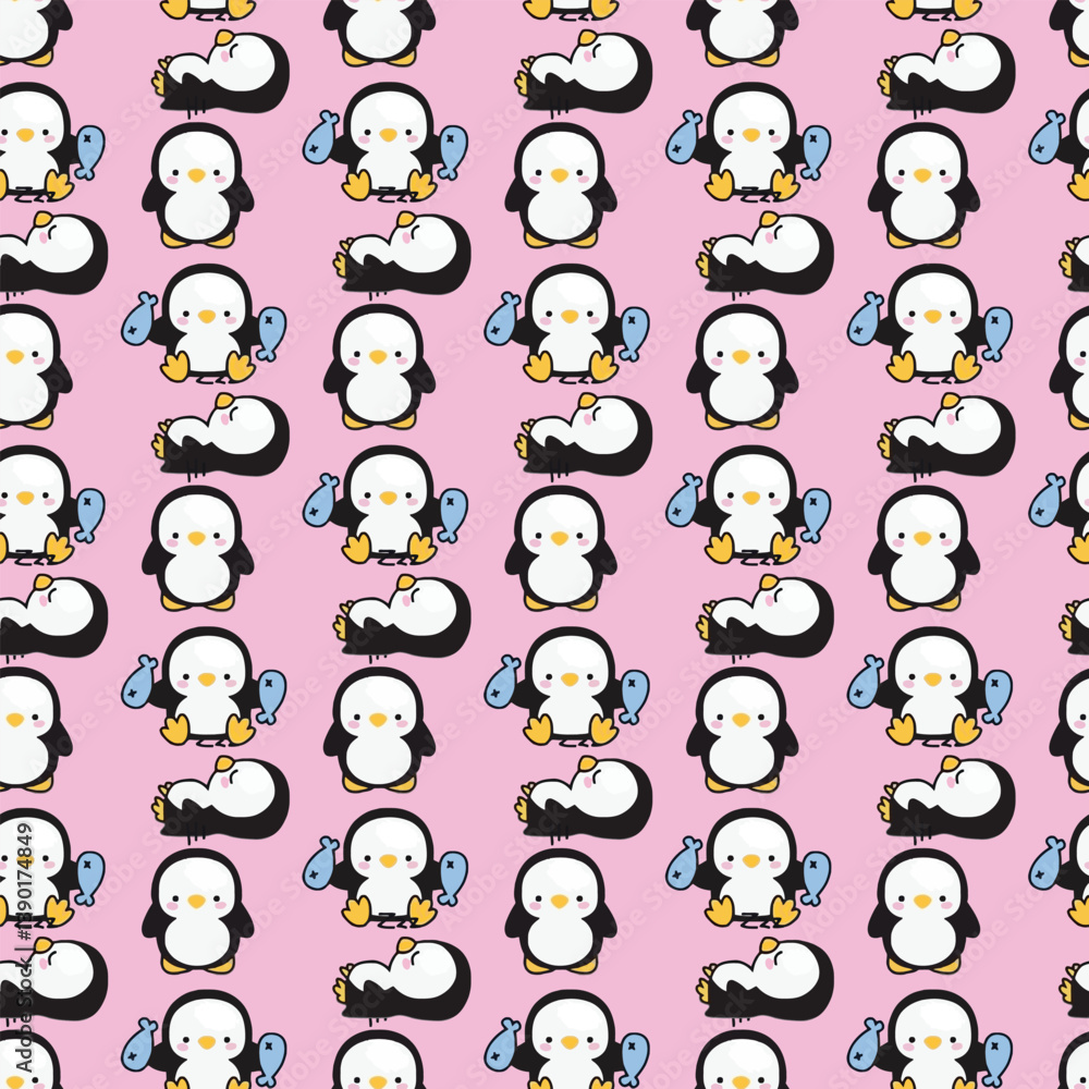 Holiday penguins Seamless Vector Pattern Design Holiday penguins Seamless Vector Pattern Design