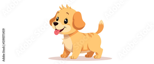 adorable golden cartoon puppy with a playful expression