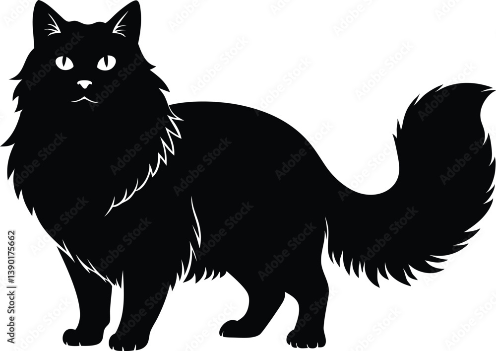 Angry Ragdoll Cat Silhouette Vector Symbol Icon on White Background. Angry Ragdoll Cat Silhouette Vector Symbol Icon on White Background.