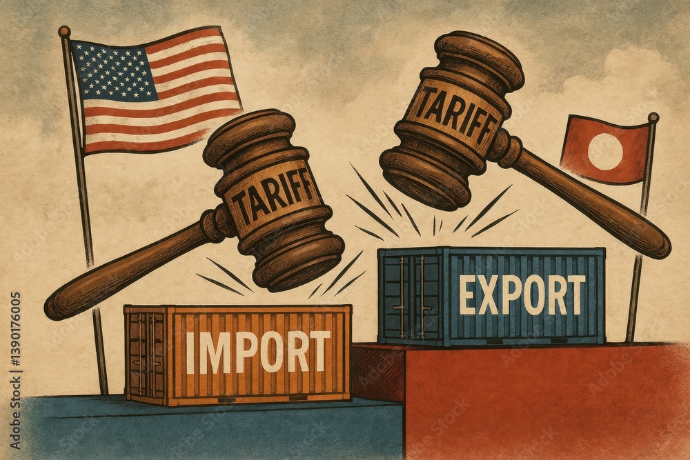 Import and Export Trade with Tariff Impact on Economy and Commerce