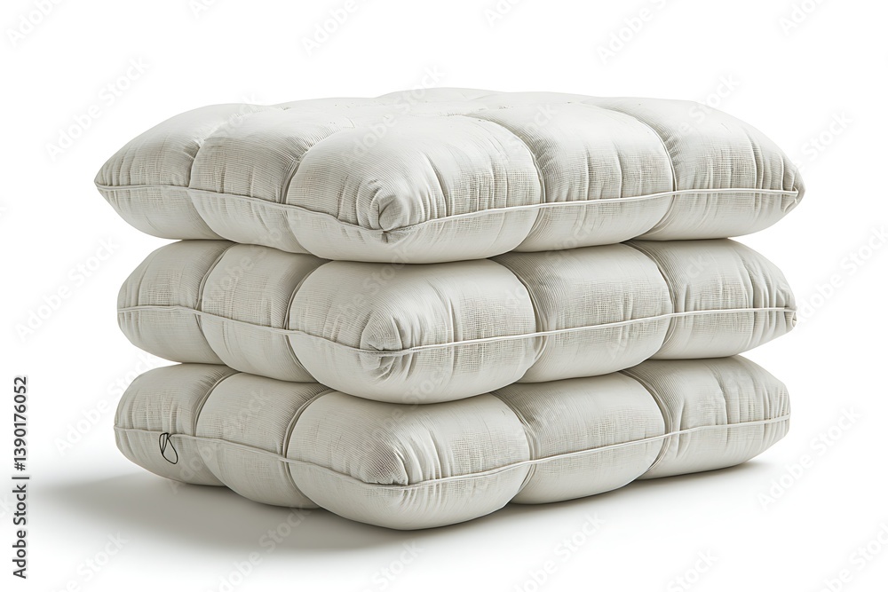 Naklejka premium Stacked cushions, studio shot, white background