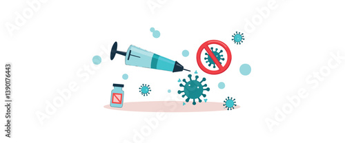 syringe injecting vaccine to eliminate virus: a medical