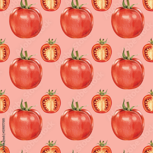 Juicy Tomatos Seamless Vector Pattern Design