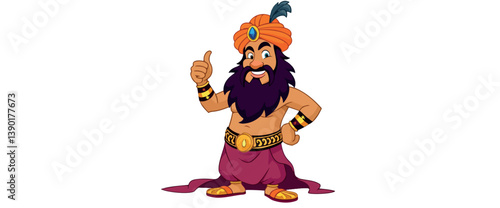 jovial king with a thumbs-up gesture conveying approval and positivity
