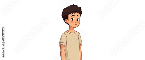 pensive young boy thoughtfully looking away in a digital