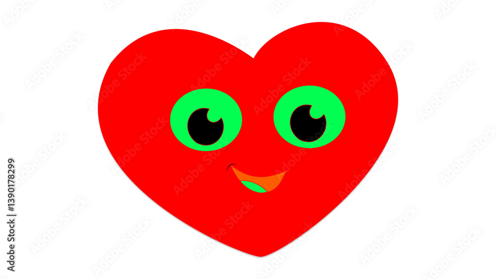 red heart cartoon, heart with smile and eyes on white background red heart cartoon, heart with smile and eyes on white background