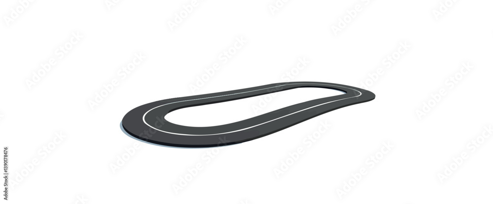 grayscale 3d rendering of a curved road grayscale 3d rendering of a curved road