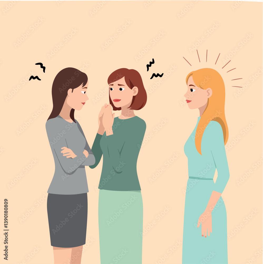 three women engaged in a serious conversation three women engaged in a serious conversation