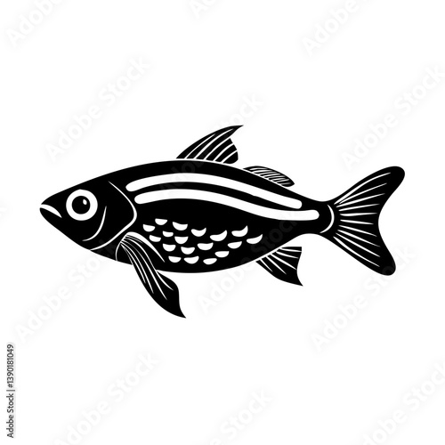celestial pearl danio fish icon, celestial pearl danio fish line art - simple line art of celestial pearl danio fish, perfect for celestial pearl danio fish logos and icons