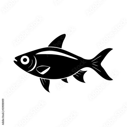 ember tetra fish icon, ember tetra fish line art - simple line art of ember tetra fish, perfect for ember tetra fish logos and icons
