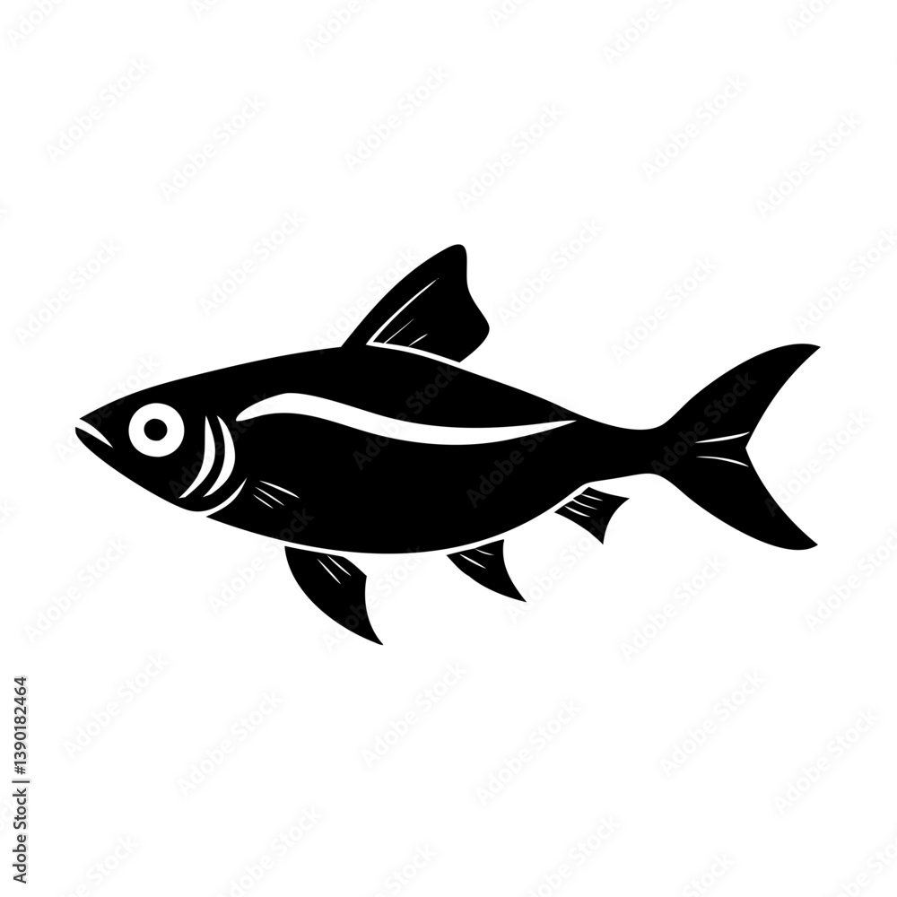 Obraz premium rasbora fish icon, rasbora fish line art - simple line art of rasbora fish, perfect for rasbora fish logos and icons