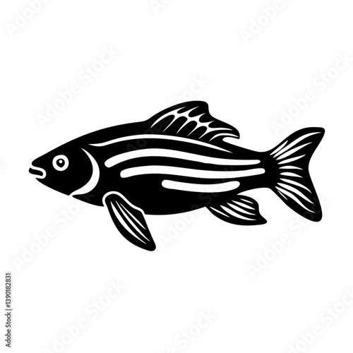 zebra danio fish icon, zebra danio fish line art - simple line art of zebra danio fish, perfect for zebra danio fish logos and icons