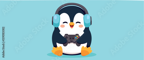 playful penguin cartoon character enjoying games