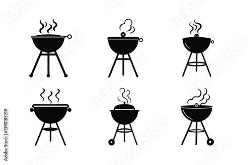 bbq grill smoke vector art silhouette