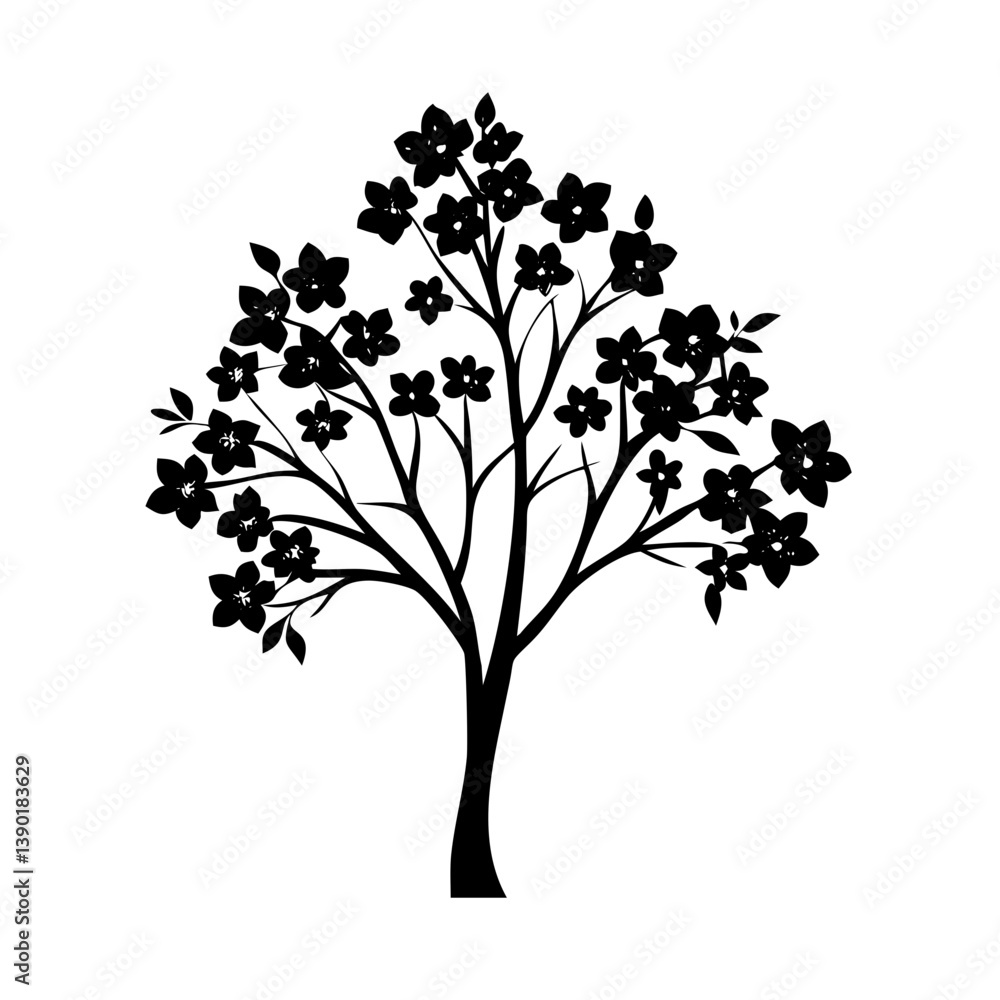 Obraz premium dogwood tree icon, dogwood tree line art - simple line art of dogwood tree, perfect for dogwood tree logos and icons