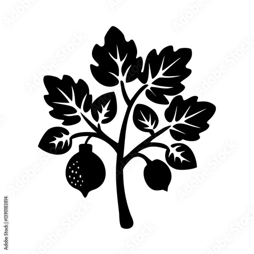 fig tree icon, fig tree line art - simple line art of fig tree, perfect for fig tree logos and icons