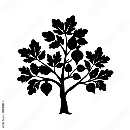 fig tree icon, fig tree line art - simple line art of fig tree, perfect for fig tree logos and icons