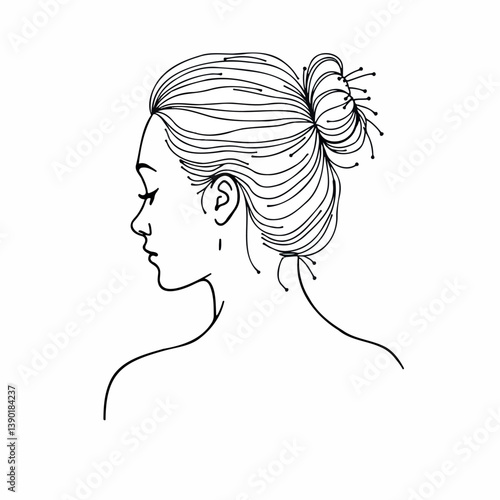 profile of woman with hair in elegant bun