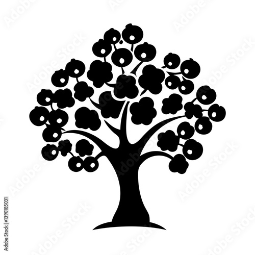 plum tree icon, plum tree line art - simple line art of plum tree, perfect for plum tree logos and icons