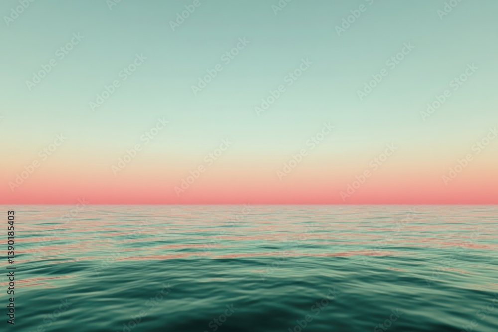 Obraz premium Soft gradient sky meets tranquil ocean waves, creating serene at