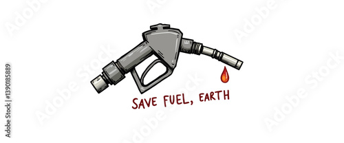 fuel nozzle with a single drop of fuel emphasizing the need for conservation