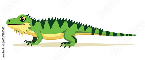 friendly green cartoon iguana