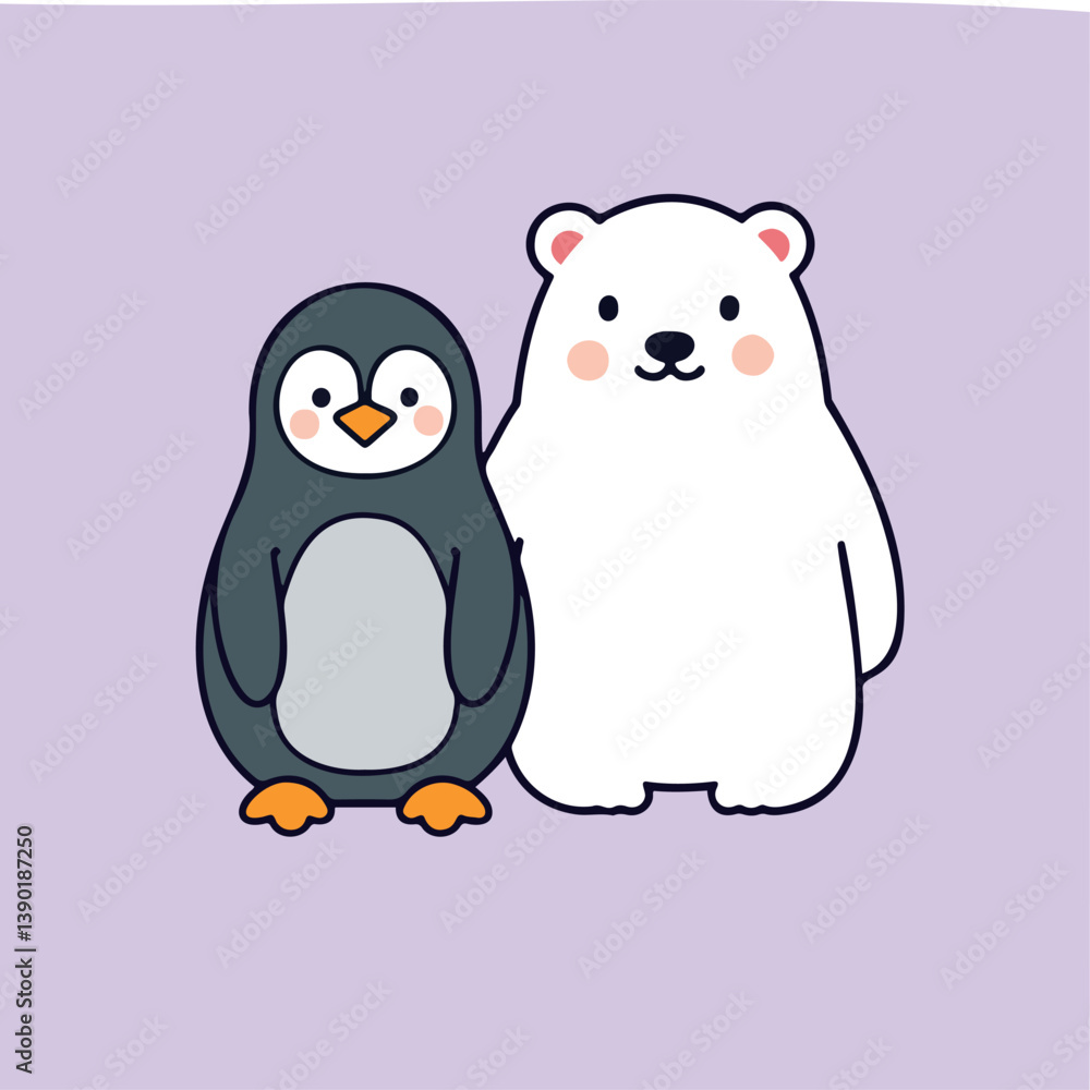 Fototapeta premium charming of a penguin and a bear together