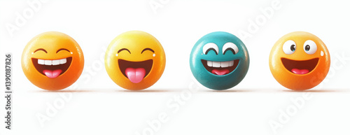 Expressions of joy, Happy, and Laughing depicted through colorful emojis illustrating various emotions
