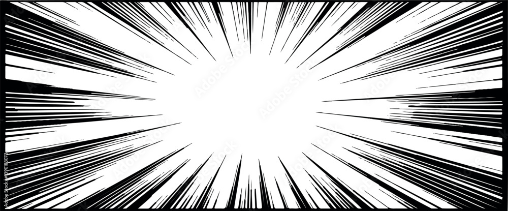dynamic black and white radiating lines representing speed and energy