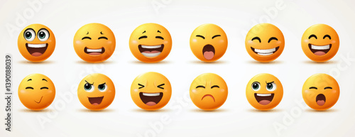 Realistic 3D Emoji Faces Expressing Joy, Fear, and Amazement