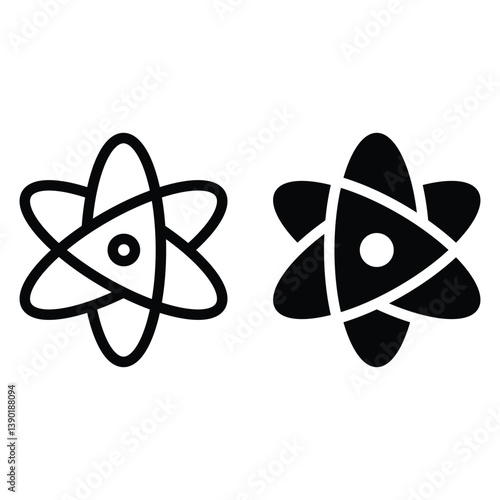 Atom Icon, atomic structure illustration, science and physics symbol, educational graphics for chemistry or physics vector illustration.