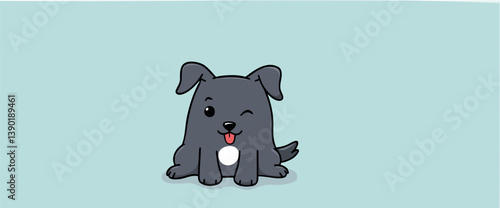 playful cartoon dog with winking eye and tongue out