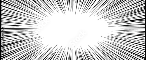 dynamic black lines radiating from against white background