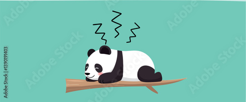adorable panda bear napping peacefully on tree branch