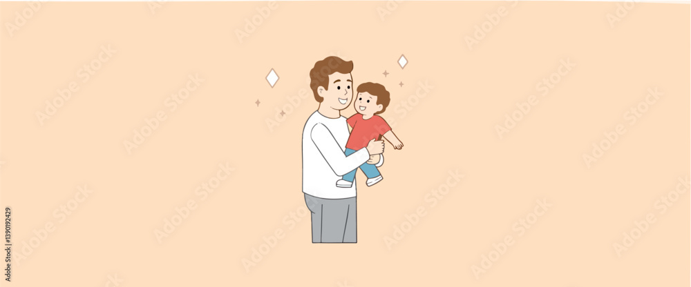 smiling father lovingly holding his toddler son smiling father lovingly holding his toddler son