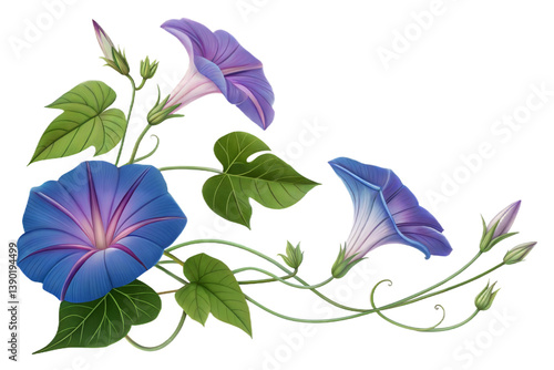 A morning glory flower icon with a trumpet-shaped bloom and vine
