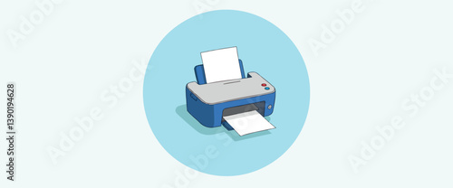 blue inkjet printer ready to print a document.
