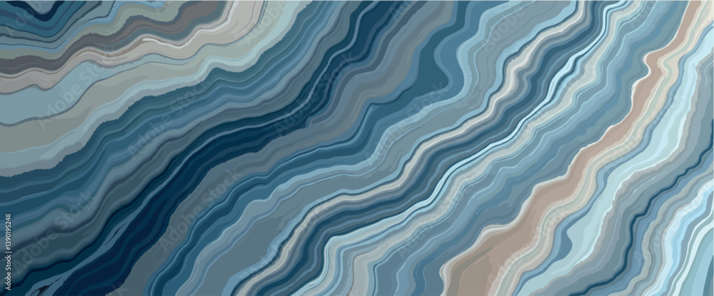abstract wavy lines in blue and beige shades