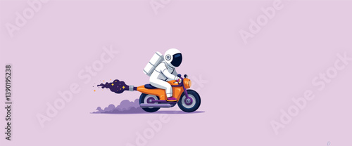 astronaut on a -powered motorbike speeding through space