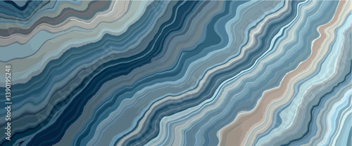 Obraz na płótnie abstract wavy lines in blue and beige shades w salonie