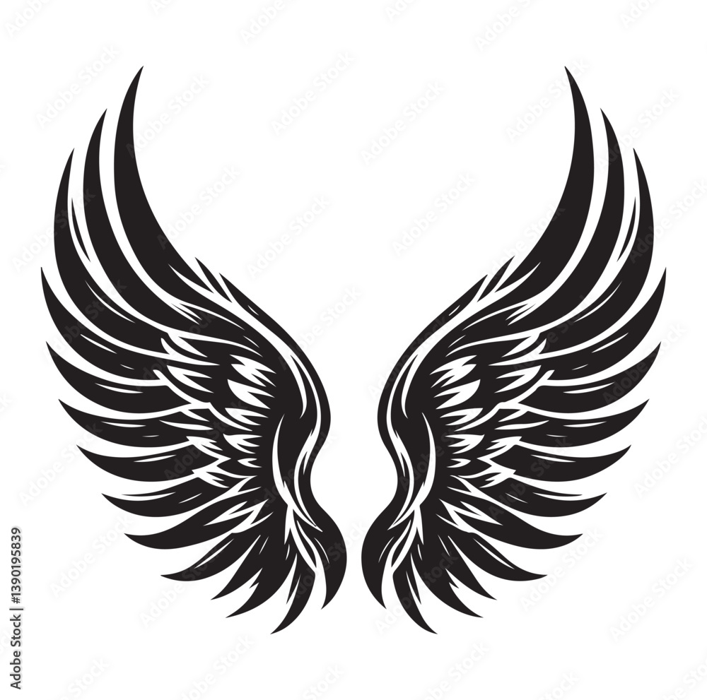 Fototapeta premium Wings icons silhouette vector for your design on white background