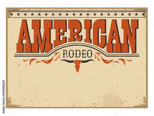 American rodeo poster for text on old paper texture