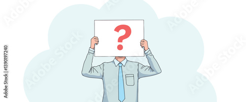person holding a sign with a question mark