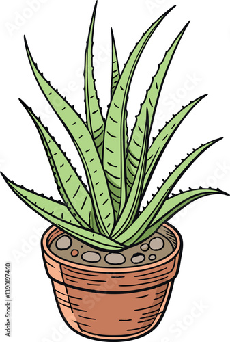 Wallpaper Mural Vector Illustration of Aloe Vera Plant - Perfect for Botanical and Home Decor Designs Torontodigital.ca