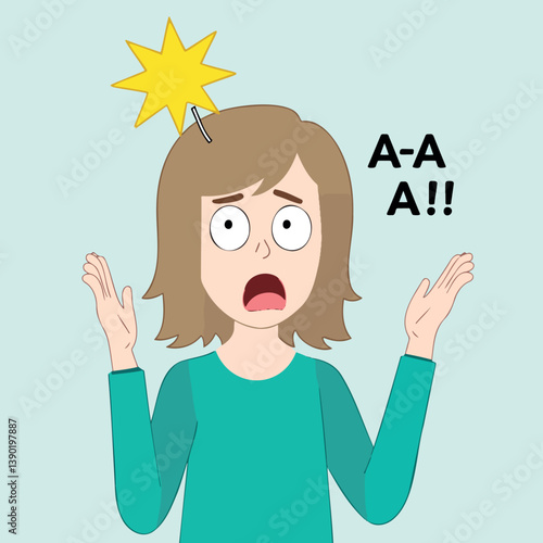 startled young girl with wide eyes and open mouth reacts to a sudden surprise