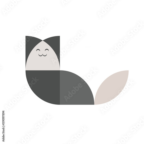 simple geometric cat vector design template