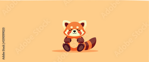 adorable cartoon red panda sitting calmly