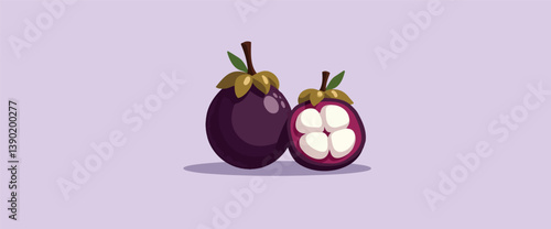 whole and sliced mangosteen fruit