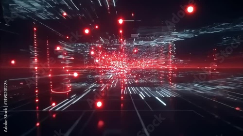 Abstract Digital Data Stream with Matrix Code Effect Background Animation